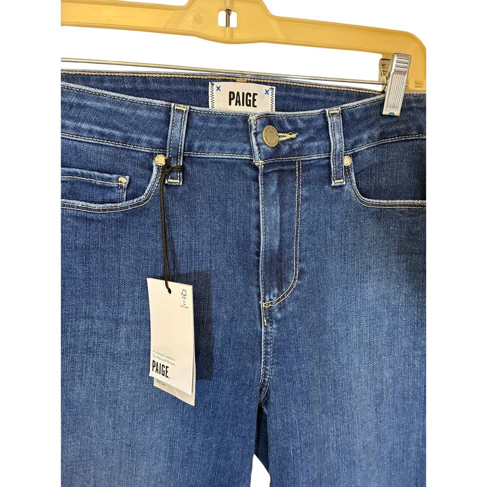 NWT PAIGE Manhattan Bootcut Jeans Womens 31 Dark Wash Mid Rise Stretch Denim - Picture 3 of 7
